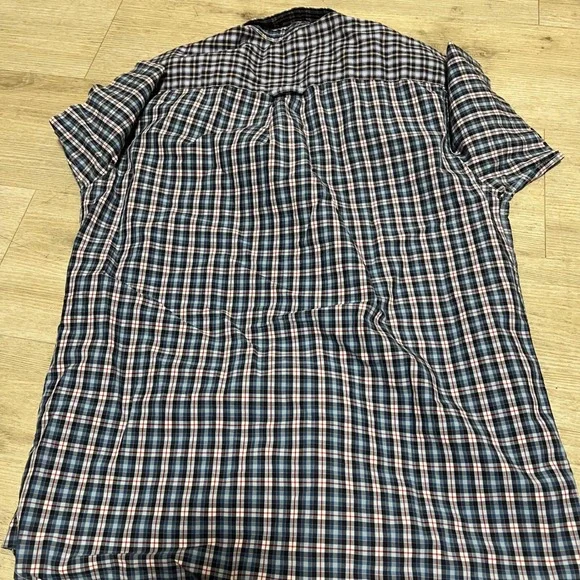 Fred Perry Mens Short Sleeve Plaid Button Down Size M Blue White Red Sham 69 Oi! - Picture 7 of 10
